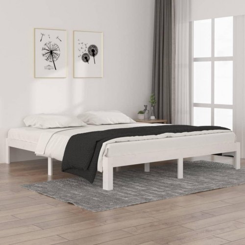 Sengestel 180x200 cm Super King massivt fyrretræ hvid