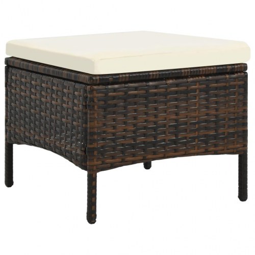 2-personers havesofa med bord og skamler polyrattan brun