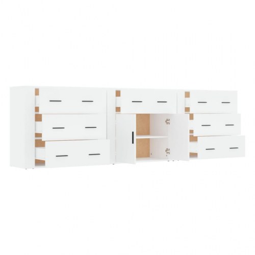 Skænke 3 stk. i hvid - konstrueret træ, 80 × 33 × 70 cm