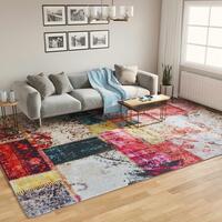 Gulvtæppe 400x300 cm vaskbart og skridsikkert flerfarvet
