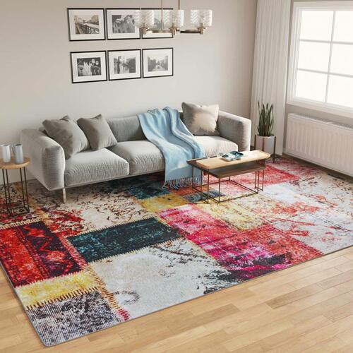 Gulvtæppe 400x300 cm vaskbart og skridsikkert flerfarvet