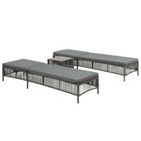 Liggestole 2 stk. med bord polyrattan grå