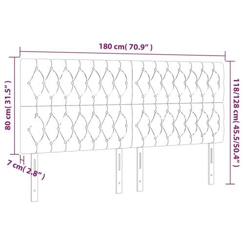 Sengegavl med LED-lys 180x7x118/128 cm fløjl sort