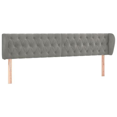 Sengegavl med kanter 183x23x78/88cm fløjl lysegrå