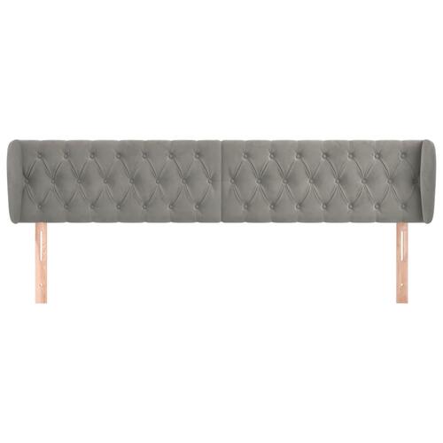 Sengegavl med kanter 183x23x78/88cm fløjl lysegrå