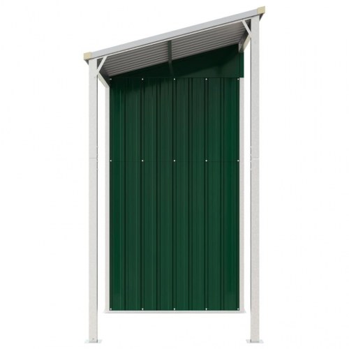 Haveskur med udvidet tag 277x107x181 cm stål grøn