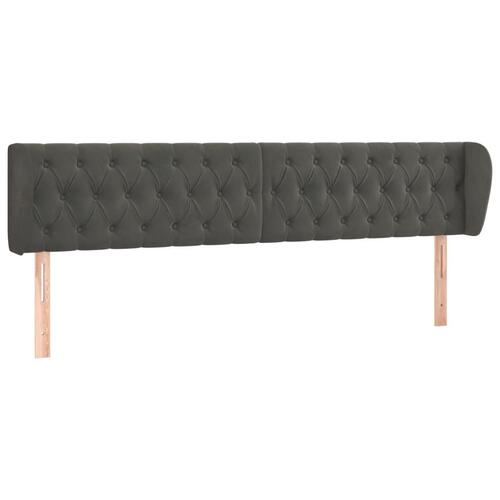 Sengegavl med kanter 183x23x78/88 cm fløjl mørkegrå