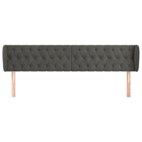 Sengegavl med kanter 183x23x78/88 cm fløjl mørkegrå