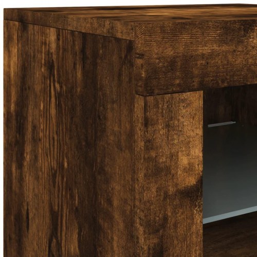 Skænk med LED-lys 142,5 × 37 × 67 cm - røget egetræsfarve
