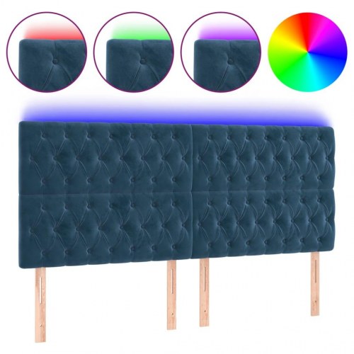 Sengegavl med LED-lys i fløjl 180 x 7 x 118/128 cm - mørkeblå