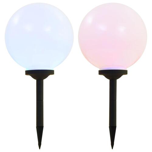 LED-solcellelamper 2 stk. 30 cm rund RGB-farver