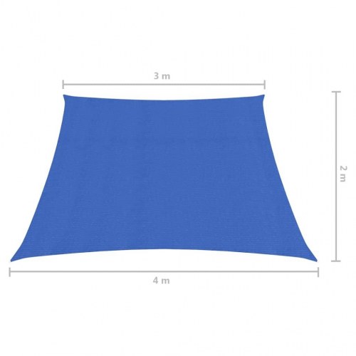 Solsejl 3/4 x 2 m i HDPE - blå trapez, 160 g/m²