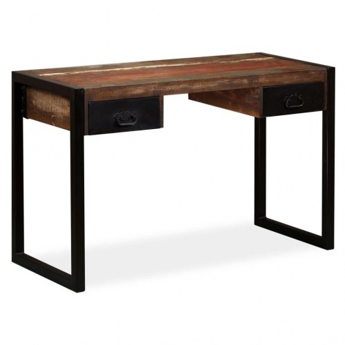 Skrivebord med 2 skuffer - 120×50×76 cm i massivt genbrugstræ