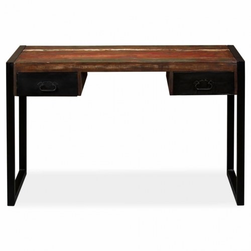 Skrivebord med 2 skuffer - 120×50×76 cm i massivt genbrugstræ