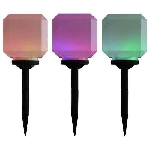 Udendørs solcellelamper 3 stk. LED kubeform 20 cm RGB