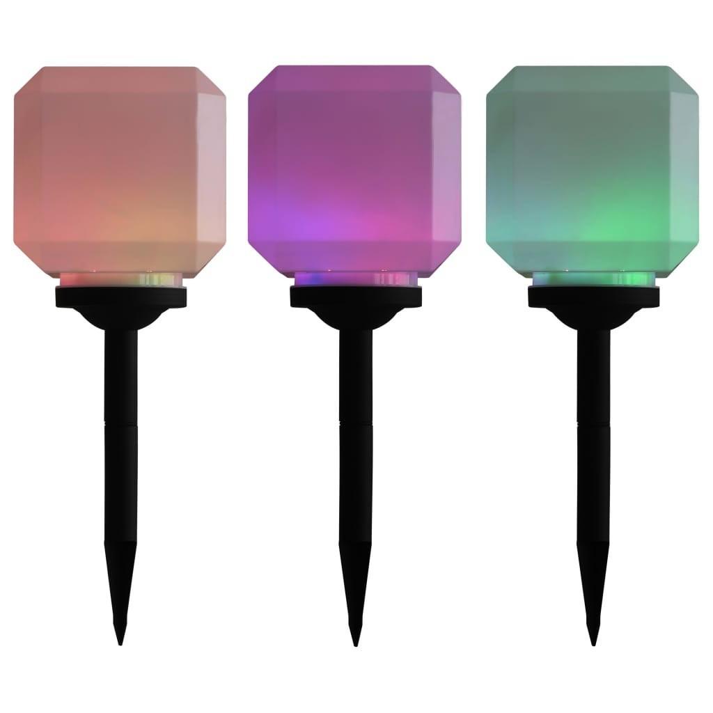 Udendørs solcellelamper 3 stk. LED kubeform 20 cm RGB