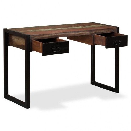 Skrivebord med 2 skuffer - 120×50×76 cm i massivt genbrugstræ