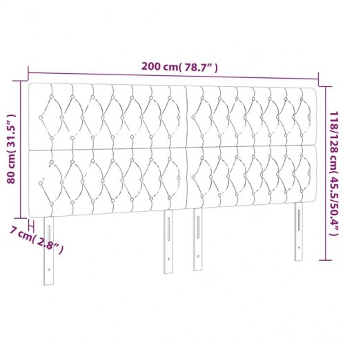 Sengegavl i fløjl med LED-lys 200 x 7 x 118/128 cm - sort