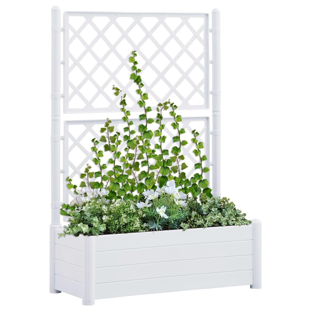 Plantekasse med espalier 100x43x142 cm PP hvid