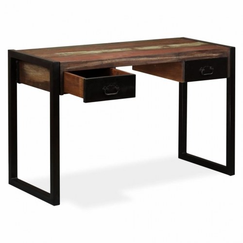 Skrivebord med 2 skuffer - 120×50×76 cm i massivt genbrugstræ