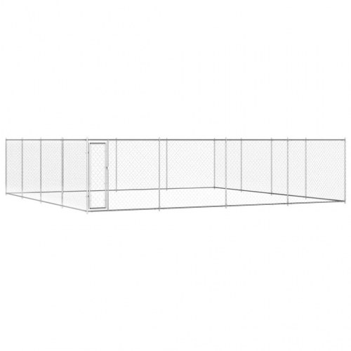 Udendørs hundeløbegård 760 × 760 × 185 cm i galvaniseret stål - sølv