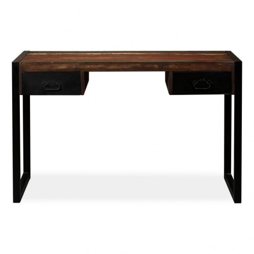 Skrivebord med 2 skuffer - 120×50×76 cm i massivt genbrugstræ
