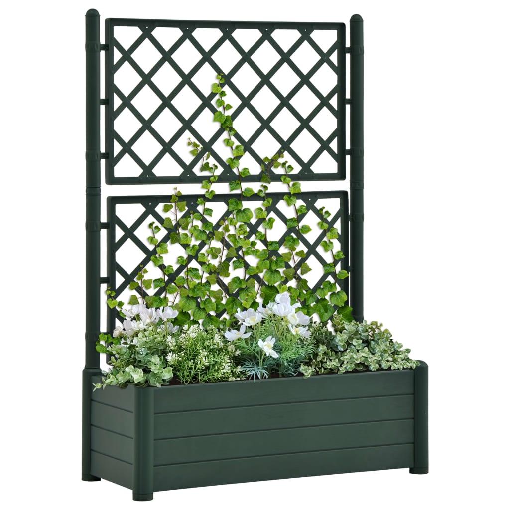Plantekasse med espalier 100x43x142 cm PP grøn