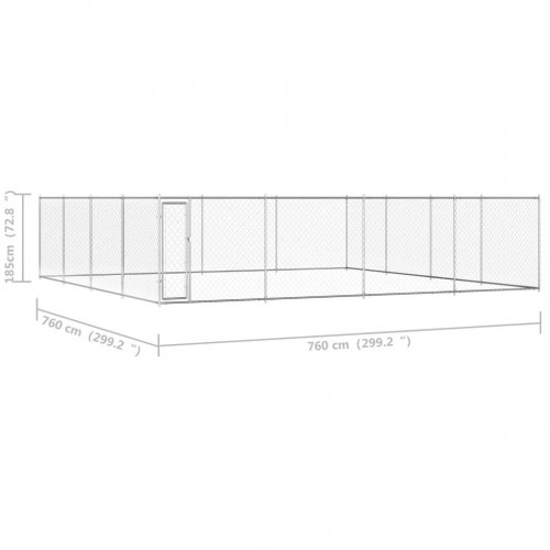 Udendørs hundeløbegård 760 × 760 × 185 cm i galvaniseret stål - sølv