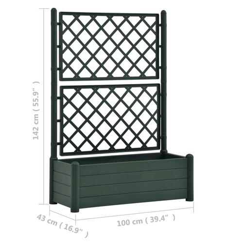 Plantekasse med espalier 100x43x142 cm PP grøn