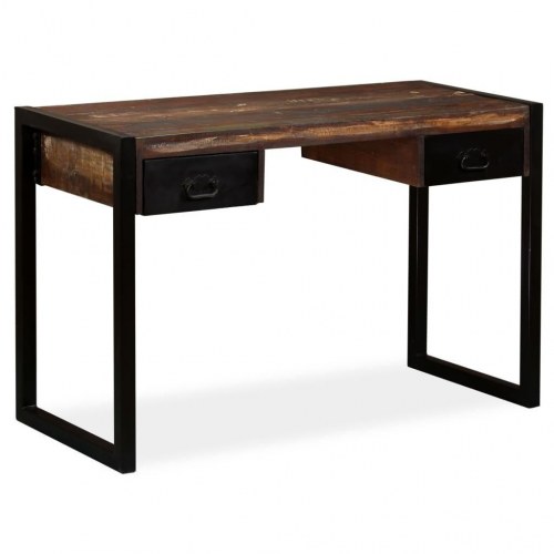 Skrivebord med 2 skuffer - 120×50×76 cm i massivt genbrugstræ