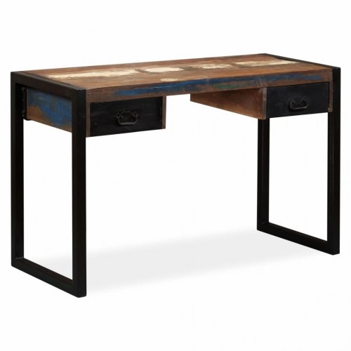 Skrivebord med 2 skuffer - 120×50×76 cm i massivt genbrugstræ
