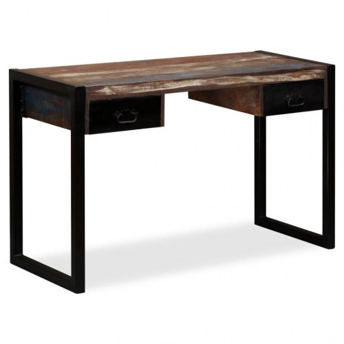 Skrivebord med 2 skuffer - 120×50×76 cm i massivt genbrugstræ