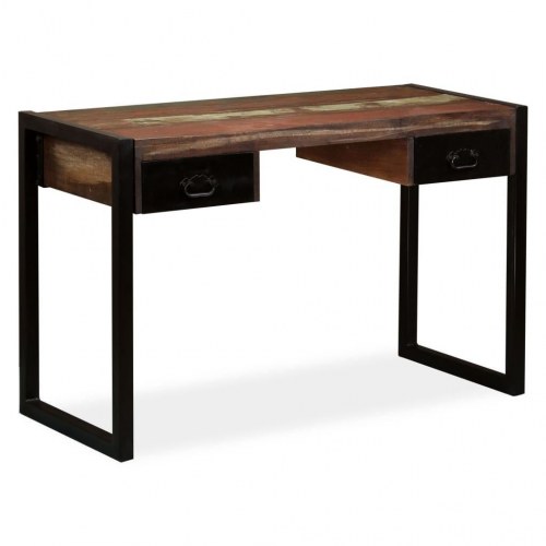 Skrivebord med 2 skuffer - 120×50×76 cm i massivt genbrugstræ