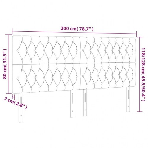Sengegavl med LED-lys 200 x 7 x 118/128 cm - lyserød