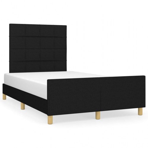 Sengeramme med sengegavl - sort stof 120 x 200 cm