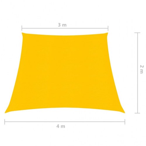 Solsejl 3/4 × 2 m i HDPE - gul, trapezformet