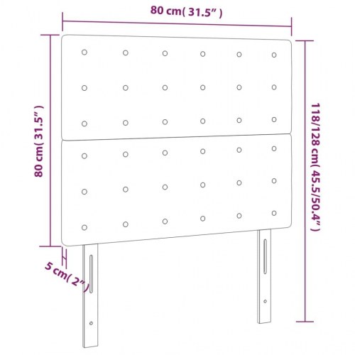 Sengegavl med LED-lys 80 x 5 x 118/128 cm - mørkegrå