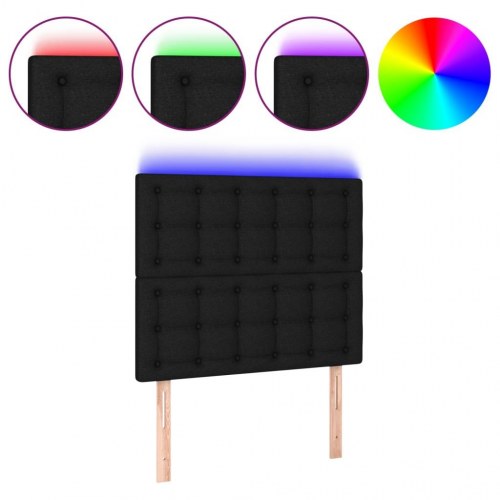 Sengegavl med LED-lys 80 x 5 x 118/128 cm - sort