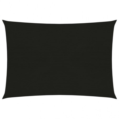 Solsejl 2,5 × 4 m - HDPE 160 g/m², sort rektangulær