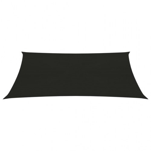 Solsejl 2,5 × 4 m - HDPE 160 g/m², sort rektangulær