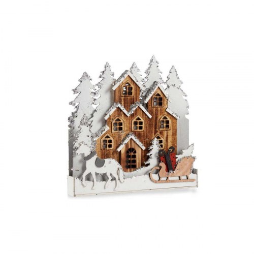 Juledekoration træscene Krist+ - Hvid/Brun by, 44 × 44,5 × 6 cm