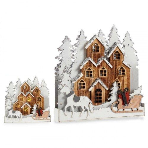 Juledekoration træscene Krist+ - Hvid/Brun by, 44 × 44,5 × 6 cm