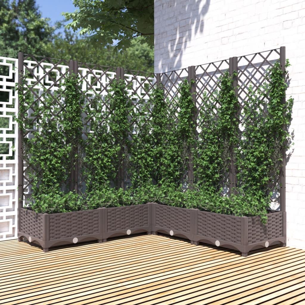 Plantekasse med espalier 120x120x121,5 cm PP brun