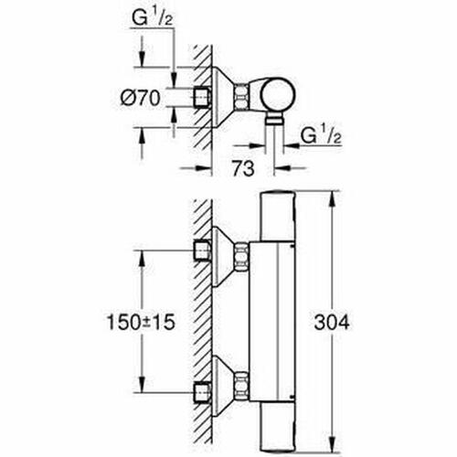 Bimando-hane Grohe Precision Start Til brusebad Mat bagpå Metal