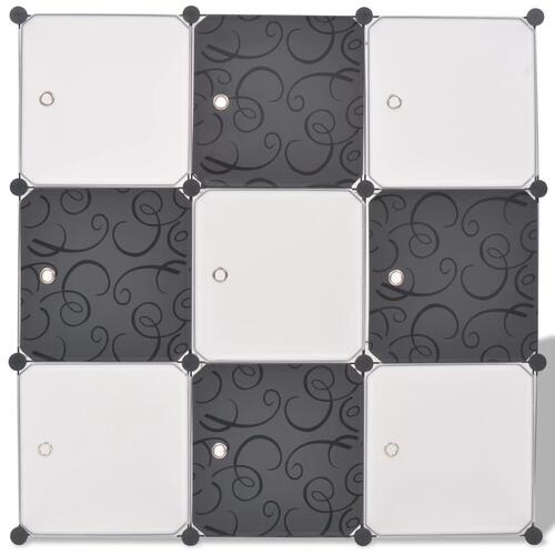 Opbevaringsskab kubeformet 9 rum sort og hvid