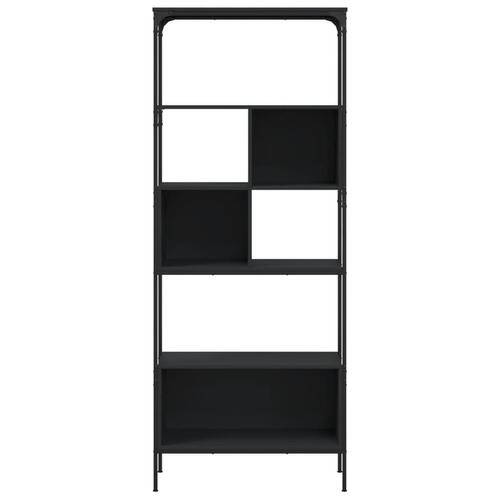 Bogreol med 5 hylder 76x33x188,5 cm konstrueret træ sort
