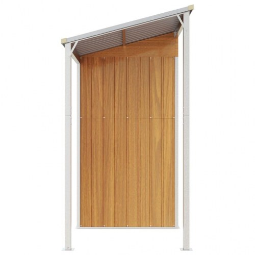 Haveskur med udvidet tag 277×107×181 cm - stål, lysebrun