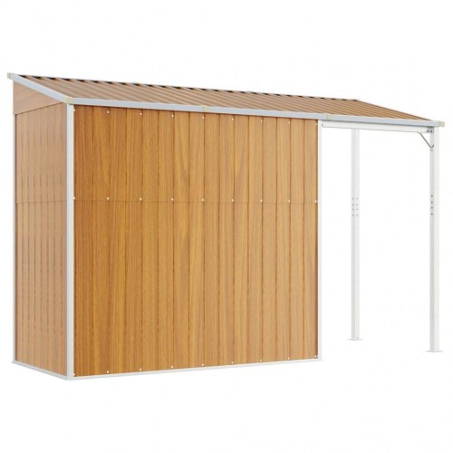Haveskur med udvidet tag 277×107×181 cm - stål, lysebrun