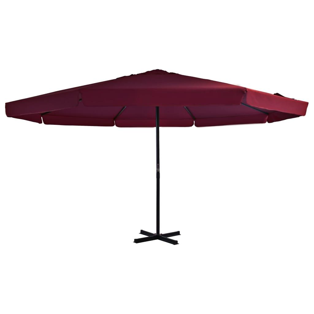 Udendørs parasol med aluminiumsstang 500 cm bordeauxrød