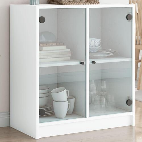 Skab med glaslåger 68x37x75,5 cm hvid